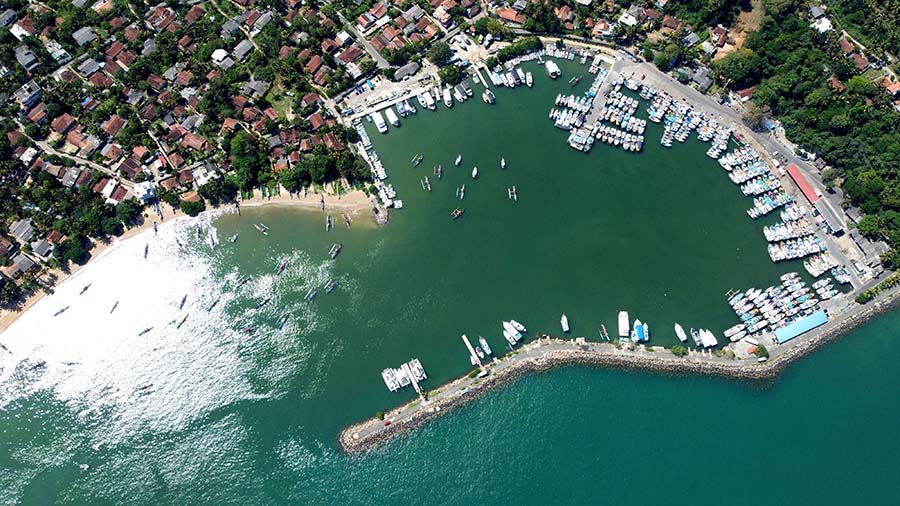 Mirissa harbour aerial view